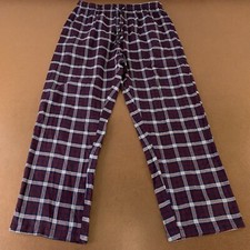 SleepHero Men's Large Burgundy Navy Plaid Pocketed Drawstring Lounge Pants New