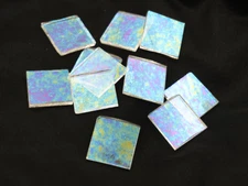 Clear Luminescent D Rolled Squares | Fusible 96 | Mosaic Glass Tile Shapes 