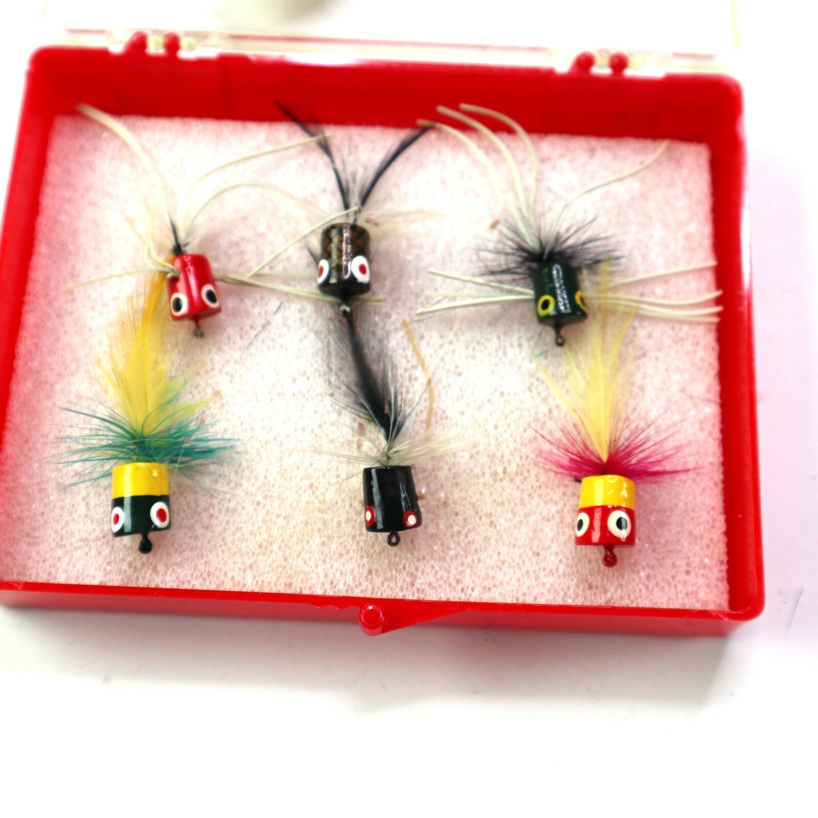 6 Vintage hand painted Mini Fly Fishing Feathered Poppers Top Water Fishing Lure - Image 5