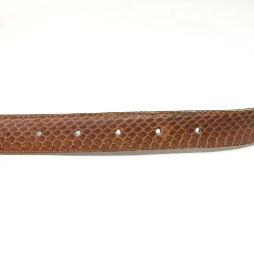 Santa Belt Womens Size Large L Brown Full Genuine Snakeskin Brass Buckle USA - Picture 4 of 9