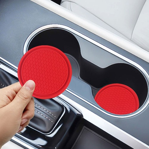 2Pcs Red Car Cup Holder Pad Silicone Anti Slip Insert Coaster Mat Interior Trims - Bild 10 von 14