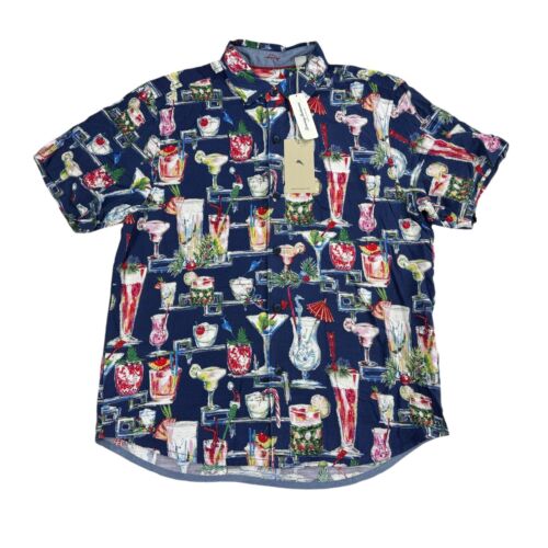 Tommy Bahama Mens Veracruz Cay Naughty or Nice Button Down Shirt Blue M