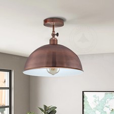 Vintage Ceiling Light Retro Industrial Adjustable Flush Mount Pewter Dome Shades
