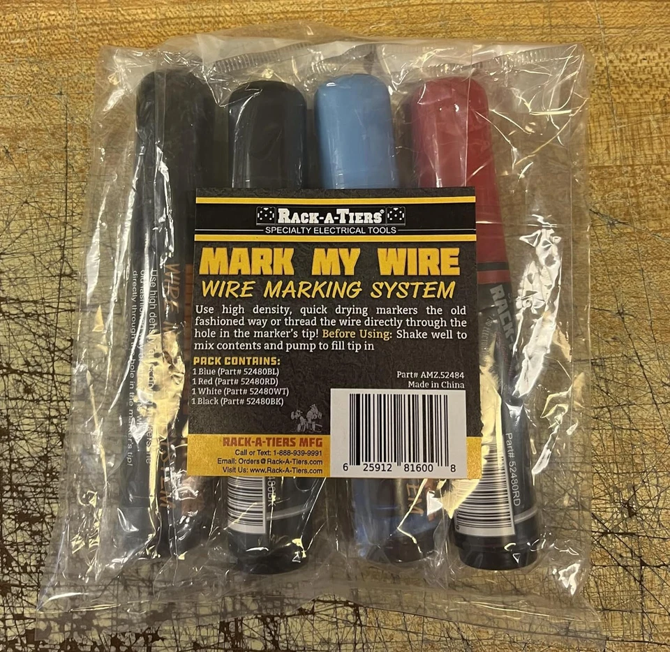 Mark My Wire - 4 Pack (Black, Blue, Red & White - 1 Each), Wire Marker, Wire Pha - Image 2 of 4