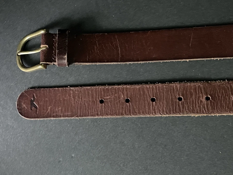 Cinturón Hollister para mujer talla 32 California marrón cuero búfalo hebilla de latón Foto 2 de 4