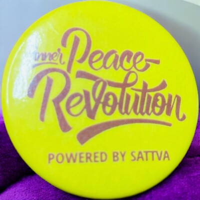 Inner Peace Revolution Powered By Sativa Yellow Brown Pinback Button Weed Pin