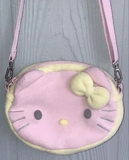 HELLO KITTY TERRY CLOTH MINI PURSE, 8"x6 1/2", REVERSIBLE KITTY,  2004!