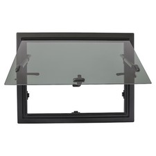 RV Push-Out Window 60 &times; 45 cm With Screen Aluminum Tempered Glass Lockable