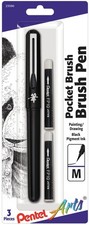 Pentel Arts Pocket Brush Pen with Refills, 1 1 Count Pack of 1 , Black