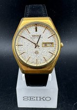 Seiko Grand Quartz Mens Gold Dial Day Date Eng/Kanji 35mm Quartz Watch 9943-8020 2