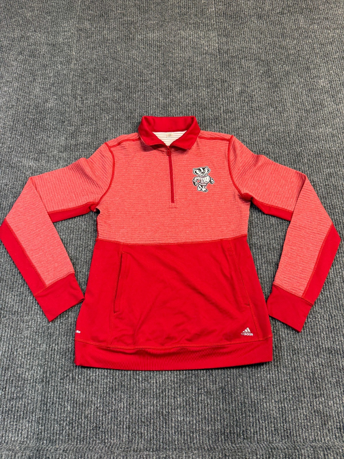 Wisconsin Badgers Adidas Women's Quarter Zip Pullover Sweatshirt Size Unknown