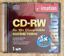 Imation CD-RW 4x-10x Compatible Rewritable 650MB 74 Min Disc with Jewel Case