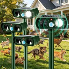 4 Pack Animal Repeller Ultrasonic Solar Power Outdoor Pest Cat Mice Deer Sensor