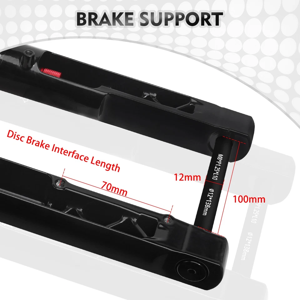 700C Road Gravel Bike Air Suspension Fork Thru Axle 45mm Offset 1-1/8" Tapered - Image 4 of 4