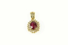 1.68 Carats Natural Ruby and Topaz Yellow Gold Plated Silver Halo Pendant n421