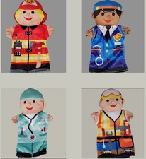 Melissa Doug Puppet Lot 4 Doctor Construction Worker Fireman Police