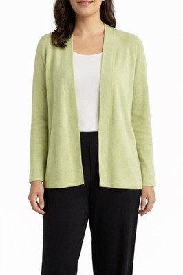 Pull Eileen Fisher à Boutons – Col V, Manches Longues, Vert Sauge, Taille M
