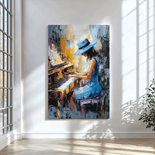 Pianista al pianoforte - Quadro su tela | Stampa astratta su tela arte da parete regalo