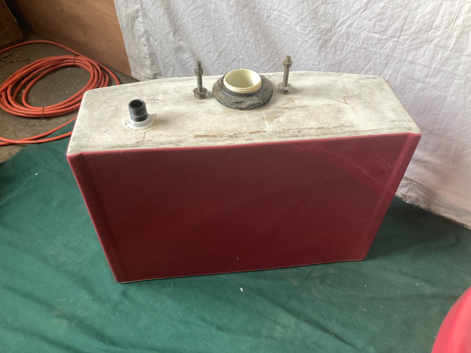 Vtg Mid Century Burgundy T'ang Red Porcelain Toilet Standard Round Bowl 336-25E