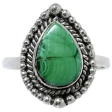 Natural Malachite Eye Congo 925 Sterling Silver Ring Size 8   Green Gem