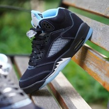 2026 Jordan 5 Black University Blue High Top Retro Basketball Shoes