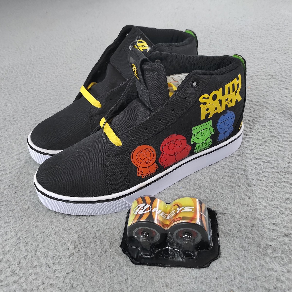 South Park Heelys Shoes Mens Size 10 Black Skate Racer HES10597