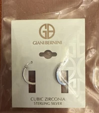 Giani Bernini Sterling Silver Clear Cubic Zirconia Earrings New FREE SHIPPING