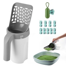 Cat Litter Scooper with Holder, Cat Litter Shovel with Waste Can and Refill 1...