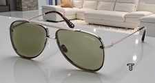 Tom Ford Leon FT1071 14N Metal Light Ruthenium Green 62 mm Men's Sunglasses