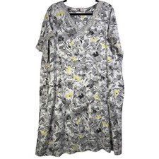 Secret Treasures Womens XL Grey Yellow Floral Lace Trim Nightgown ST12300GC
