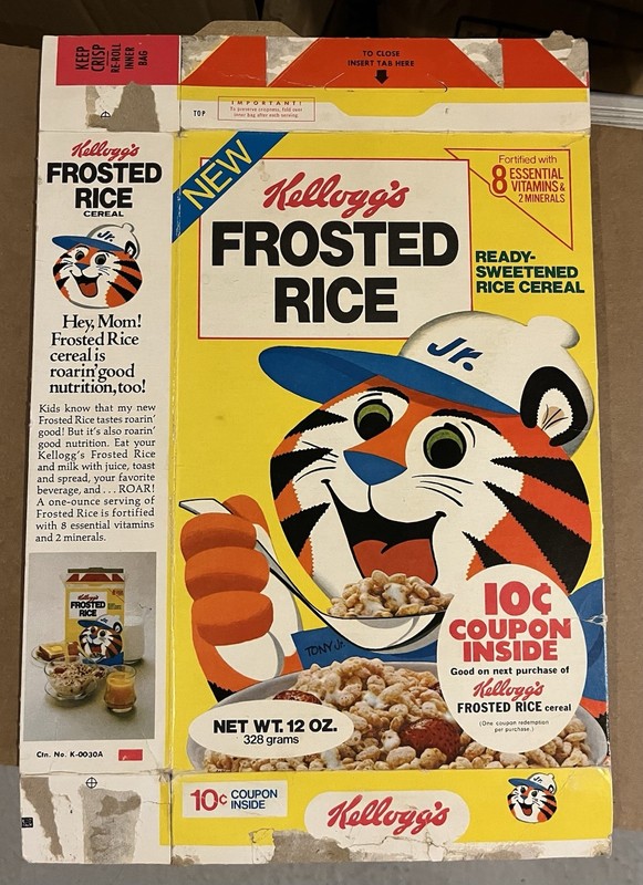 1976 Kellogg’s Frosted Rice Cereal Box “new”
