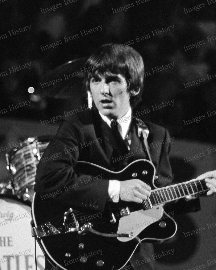 8x10 Print George Harrison Beatles on Stage Cincinnati Ohio 1964