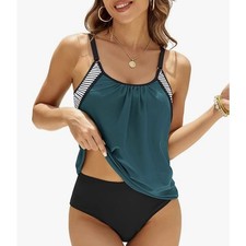 ZAFUL Women's 6 High Waisted Tummy Control Double Up Tankini 2 Piece Set D29-4