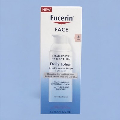 Eucerin Face Immersive Hydration Daily Lotion SPF 30 Sunscreen 2.5 oz New!!!