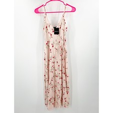 FOREVER 21 Dress Size Small Knit Floral Pink Red Comfy Stretch Faux Wrap NWT