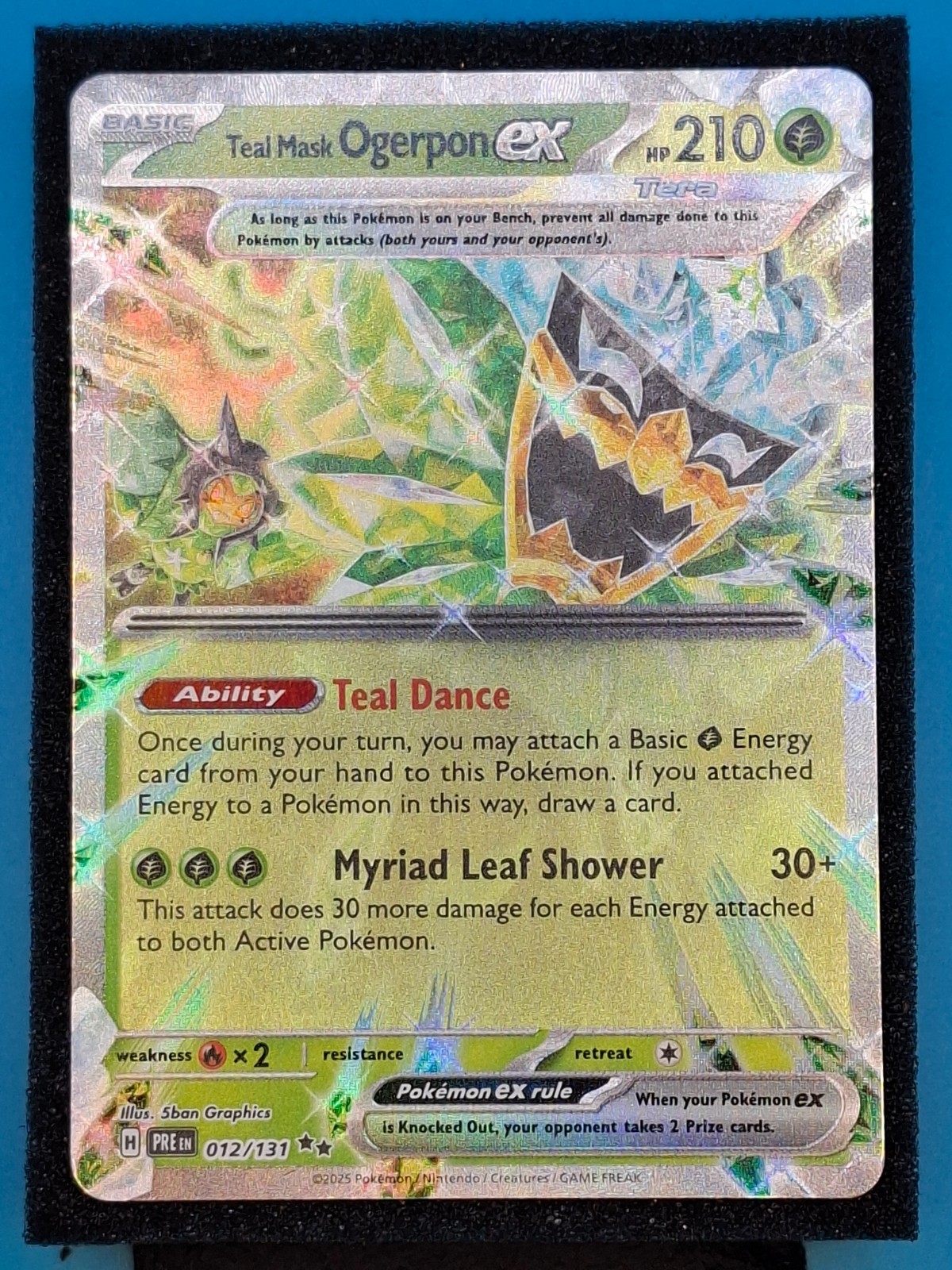 Teal Mask Ogerpon EX, 12/131, Prismatic Evolution, Holo Rare, NM