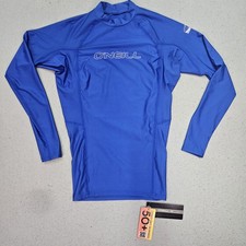 NWT O'Neill Basic Skins Rash Guard UPF 50 Shirt Mens Small Blue Long Sleeve