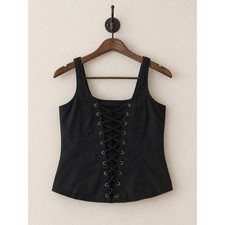 Hot Topic Black Lace Up Corset Tank Top M Goth Grunge Mall Goth Coquette