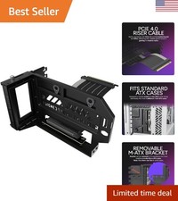 Elegant Vertical GPU Holder Kit V3 with PCIe 4.0 Riser Cable - Black Alloy Steel
