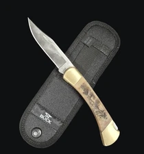 Custom Buck 110 Folding Hunter Knife Ram Horn Handle Scales 2025