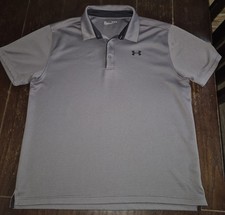 Men's Under Armour XL Polyester Gray Short Sleeved Polo Golf Shirt