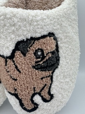 Cozy Pug Funny Cushioned Fleece House Slippers Shoe New Women's