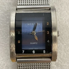 Merona Quartz Watch M2455QB Analog Hands Semi Circle Rectangular Case