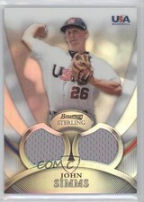 2010 Bowman Sterling USA Baseball Relics Dual Refractor 22/199 John Simms 0a1