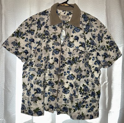 Krazy Kat Women s 18/20 Shirt Collared Zip Up Floral Pattern Essential Shirts