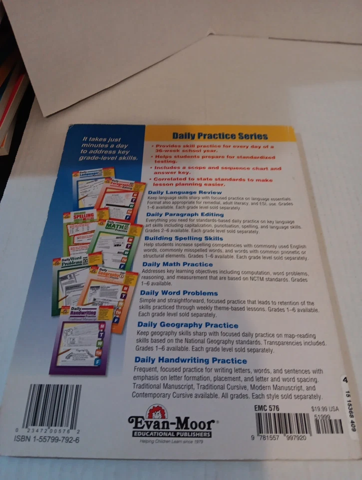 Evan-Moor Daily Language Review  Grade 6 Student Workbook Classroom Homeschool - Image 3 of 3