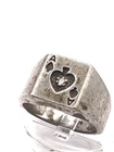 925 Sterling Silver  Vintage DIAMOND Ace Of Spades Poker Card Ring Sz 5.5