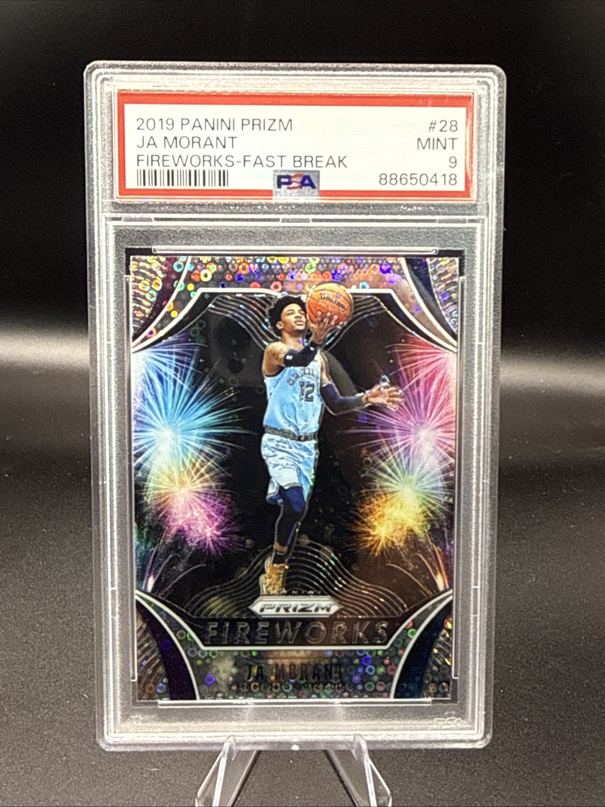2019-20 Panini Prizm - Fireworks Ja Morant #28 Fast Break Prizm (RC)