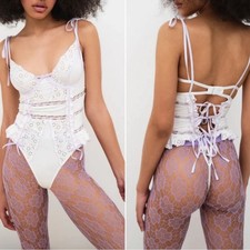 For Love Lemons Daisy Eyelet Teddy Bodysuit Size 36B