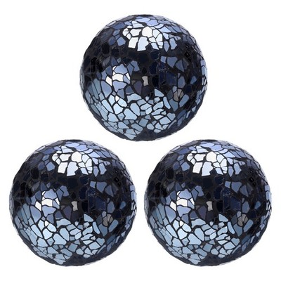 3Pcs Decorative Glass Balls 3.15 Inch Mosaic Glass Ball Bright Black